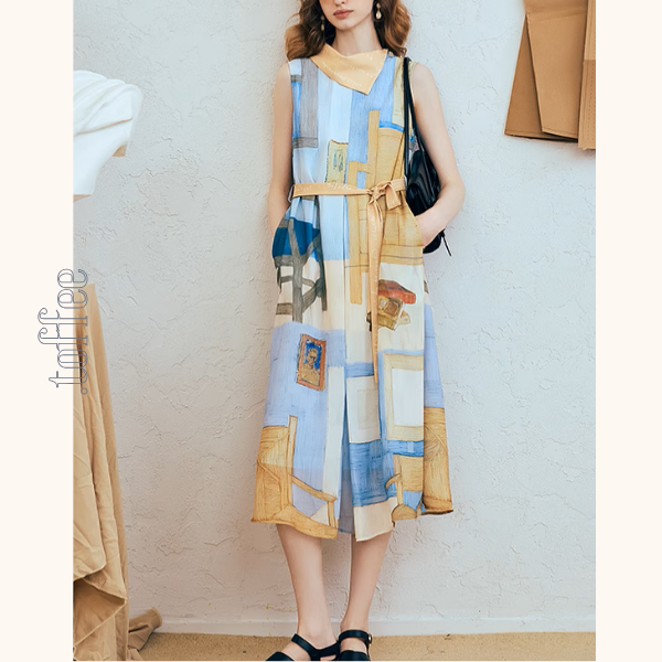 ルームプリントノースリーブワンピース《Z00980》