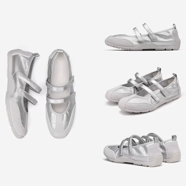 【4color】ラウンドネックダブルストラップフラットシューズ《Z00880》