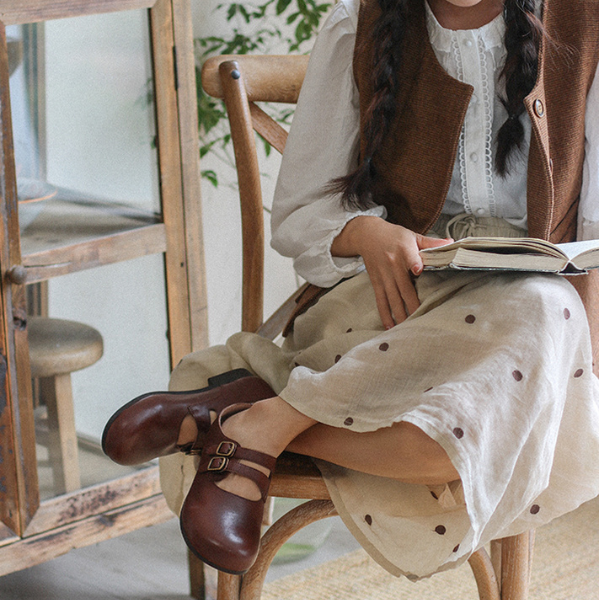 【2color】ラウンドトゥゴールドバックル付きローファー Z00147