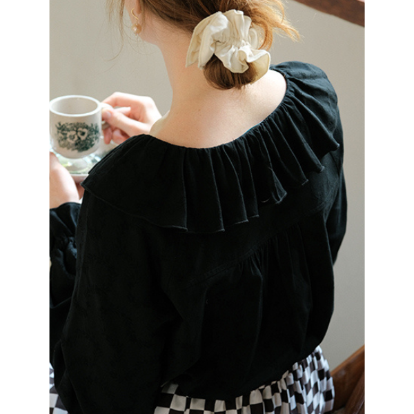【2color】フリルカラーブラウス X-321