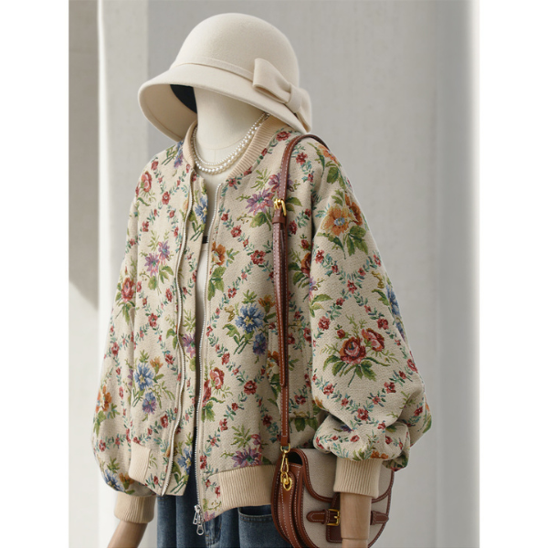 ゴブラン織りジップアップブルゾン Z00091