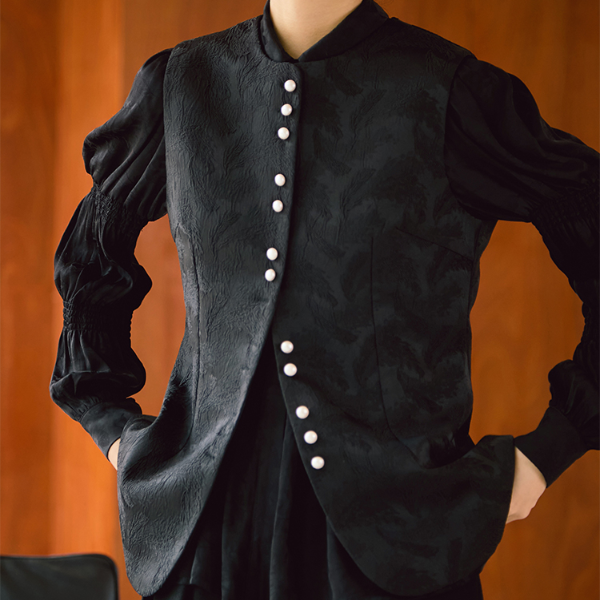 ダマスク柄織りミディアムジレ 《Z00812》