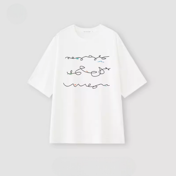 【6color】イレギュラーラインプリントオーバーサイズロングTシャツ《Z00992》