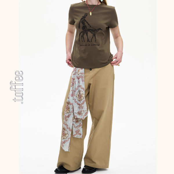 【2color】チェック柄ディテールワイドパンツ《Z01005》