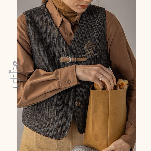 【2color】ベルトディテールチェック柄ベスト&ロングプリーツスカートセットアップ《Z00856》