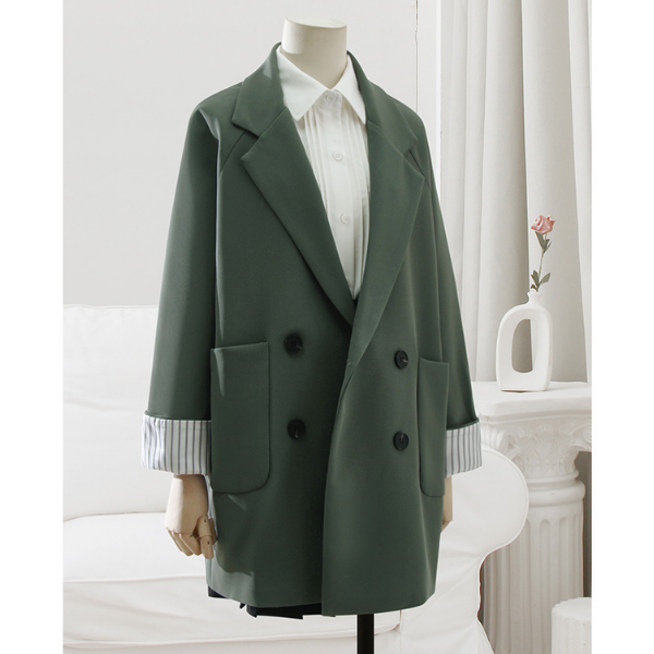 【3color】ストライプカフスのオーバーサイズジャケット X-331