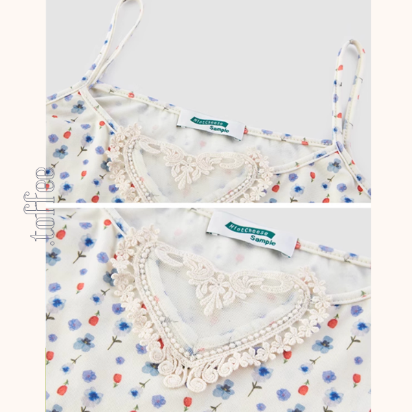 クロップドフーディー&レースキャミソール小花柄セットアップ《Z00983》