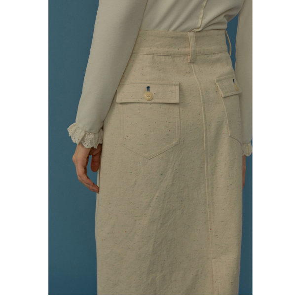 フリンジ付きAラインミモレ丈スカート Z00068