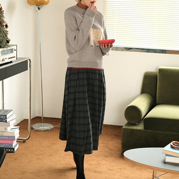 チェック柄Aラインロングスカート Z00492