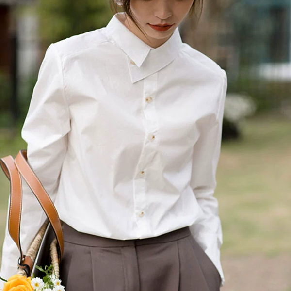 アシンメントリックカラーホワイトシャツ 《Z00809》