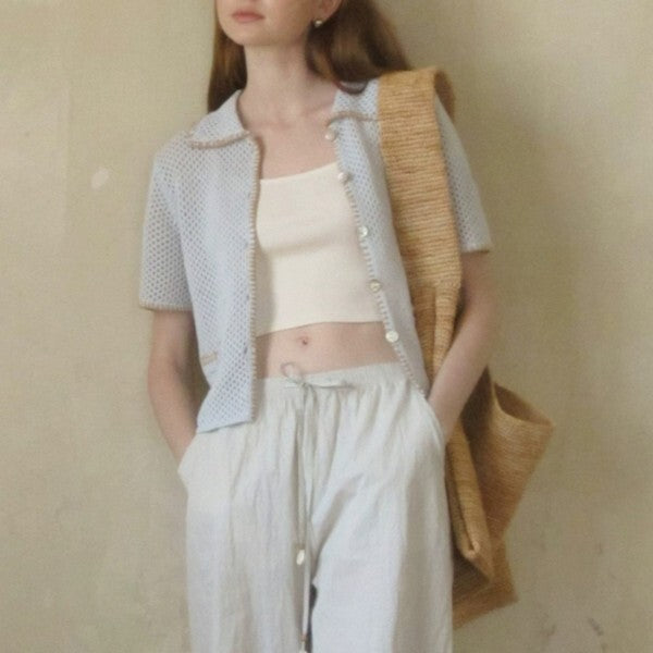 ショートニットメッシュカーディガン Z00386