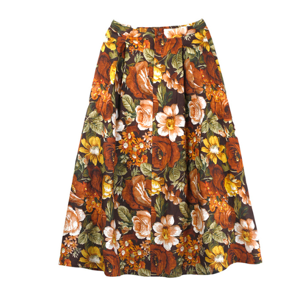 油絵風フローラルAラインスカート Z00008