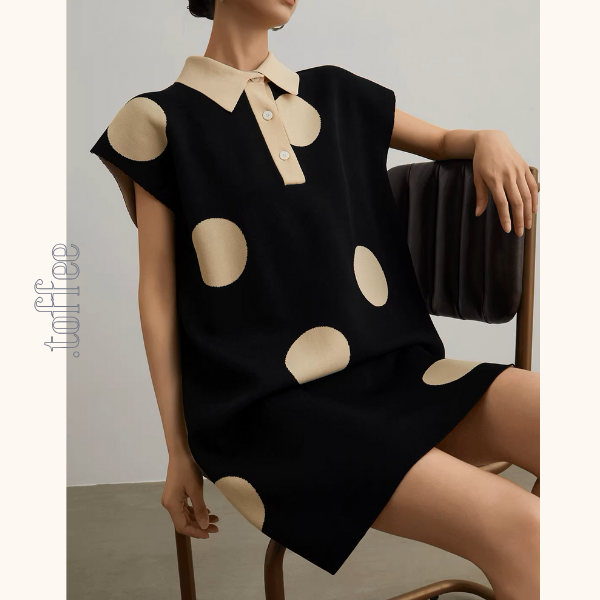 ラージドットフレンチスリーブミニワンピース《Z00943》