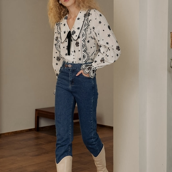 レース×キャンディースリーブのブラウス sp0191