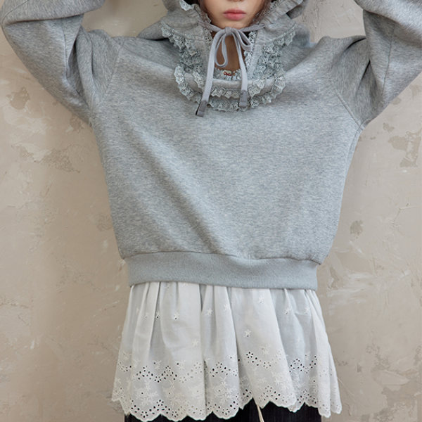 リボン&レースUネックフーディー 《Z00762》