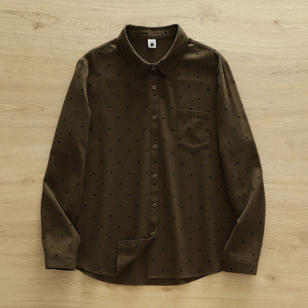 【6color】ドット柄ポロカラーボタンダウンシャツ 《Z00725》