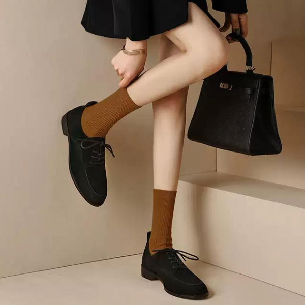 【2color】レトロデザインレースアップローファー AU-283