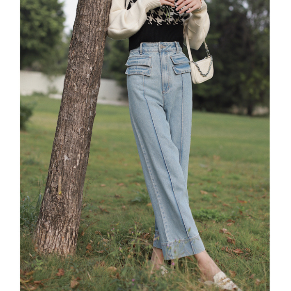 クロップドワイドデニム w-150