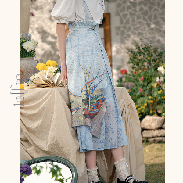 ヴィンテージプリントイレギュラーラップスカート《Z00842》