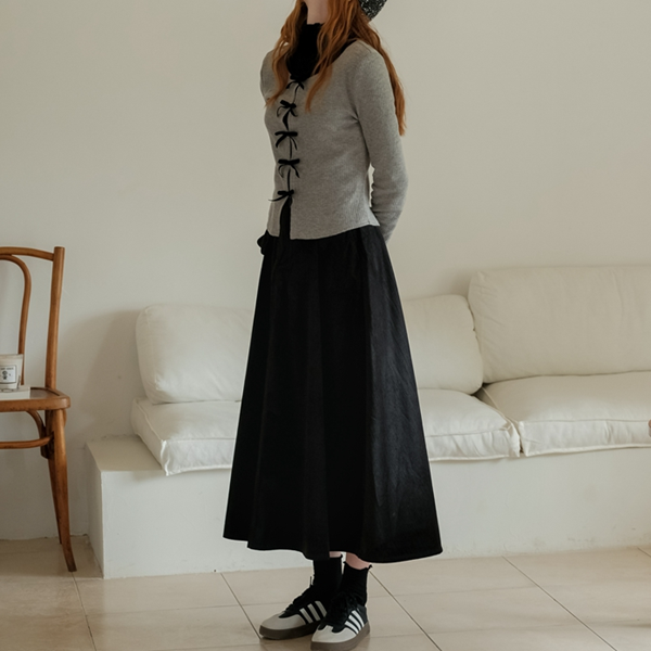 【2color】リムーバブルポケット付きコーデュロイAラインスカート  《Z00781》