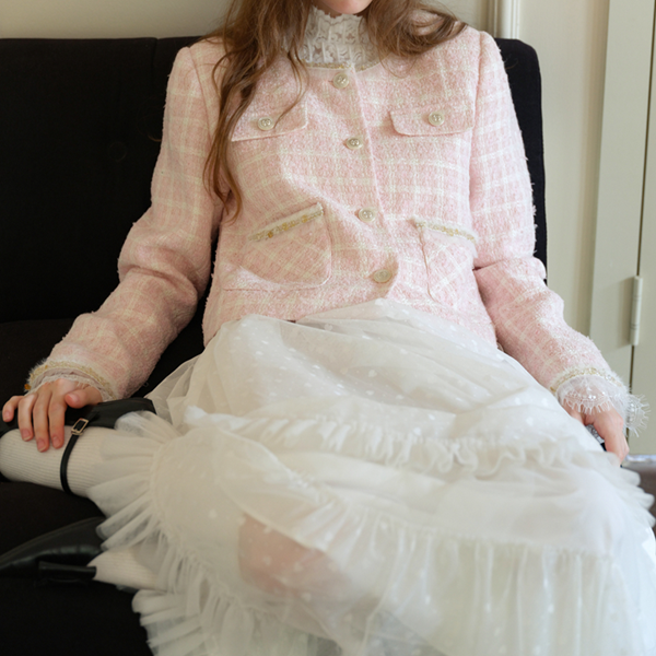 フリル&メッシュホワイトロングスカート Z00570