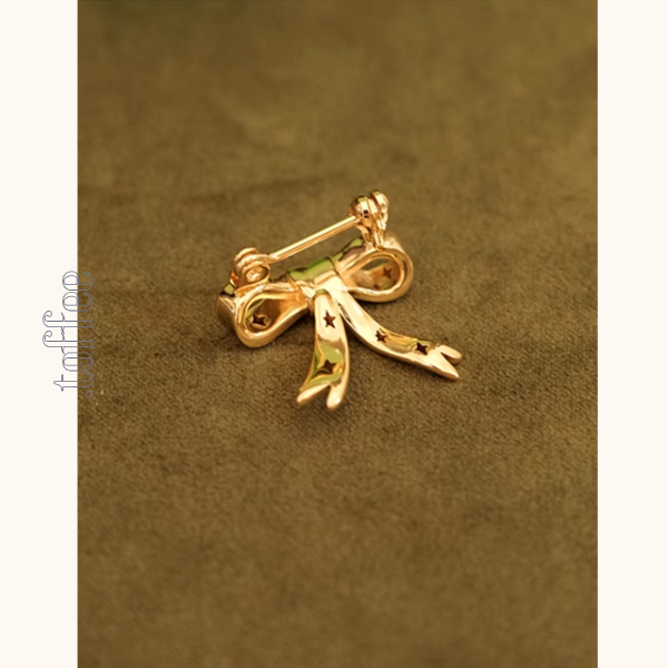 【set】星空リボンモチーフゴールドイヤーアクセサリー&ブローチ 《Z00710》