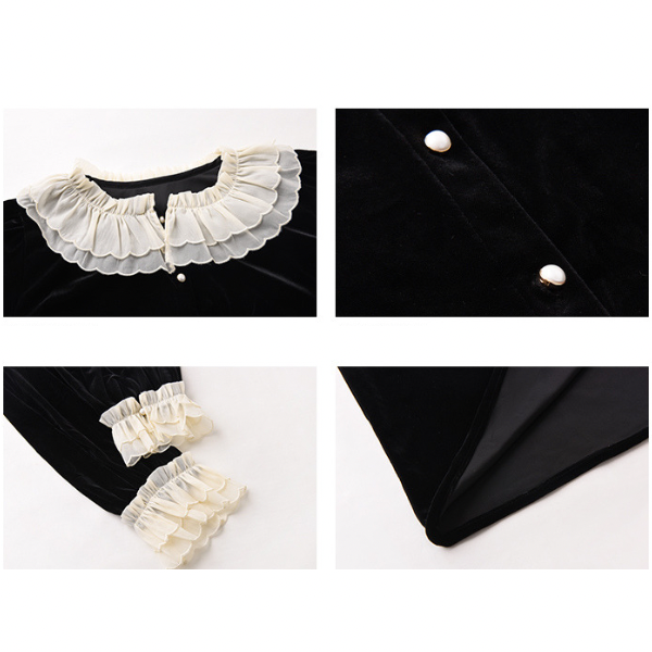 フレンチベルベットレースブラウスX-384