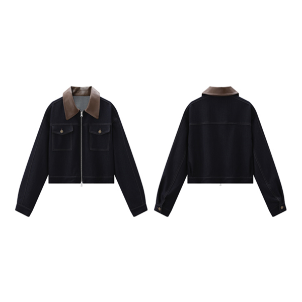 ジップジャケット&フロントスリットロングスカートのデニムセットアップ Z00475