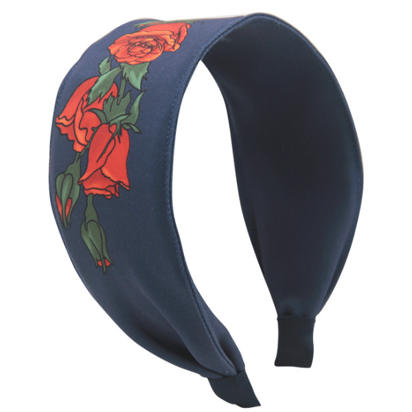 ローズプリントデニムカチューシャ X-102