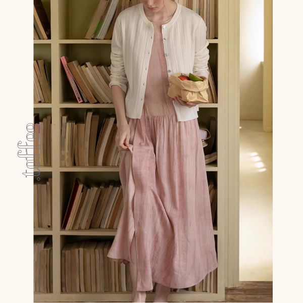 くすみピンクのノースリーブワンピース《Z01044》