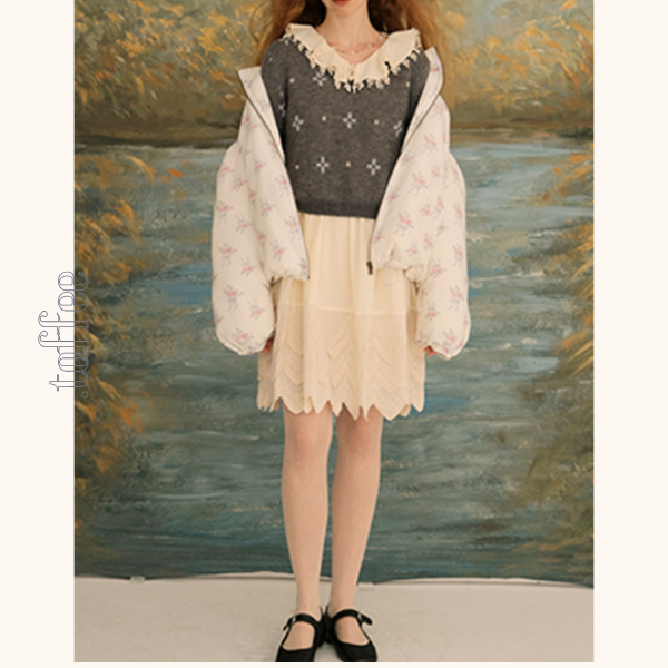 レースヘム&ドールカラーミニワンピース Z00626