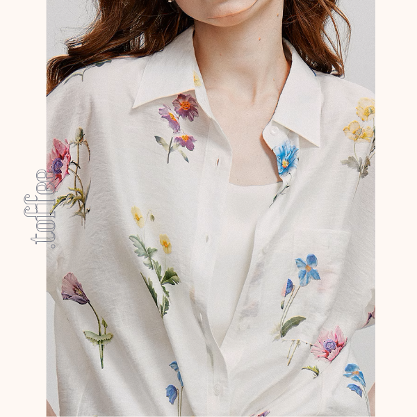 【2color】花柄プリントルーズシャツ《Z00932》