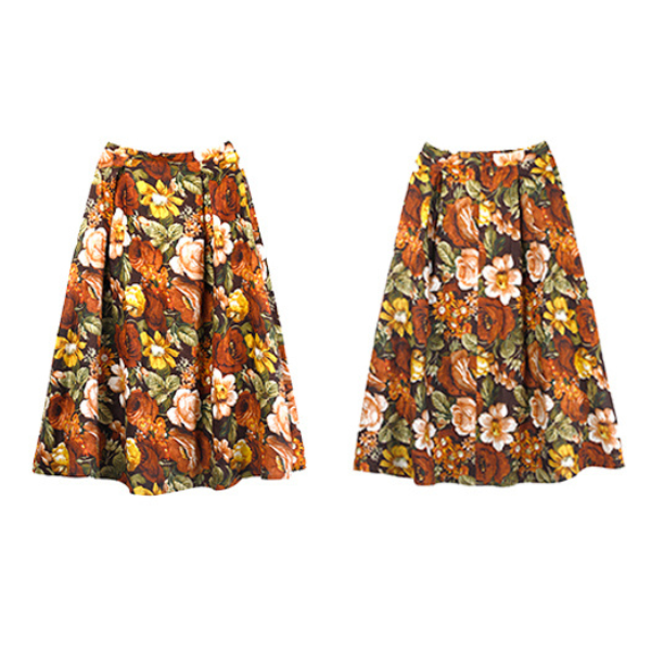 油絵風フローラルAラインスカート Z00008