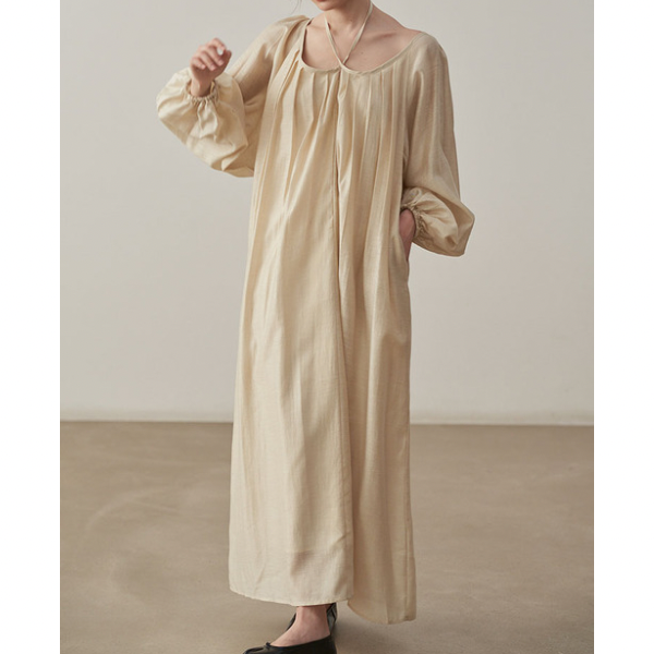 【2color】ホルターネックタックワンピース X-071