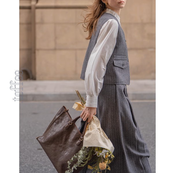 【3color】チェック柄リボン装飾ジレ&ミモレ丈プリーツスカートセットアップ《Z00858》