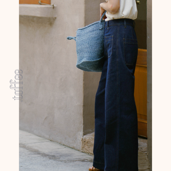 インディゴブルーワイドデニムパンツ Z00404