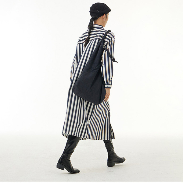 【2color】ストライプシャツワンピース X-349