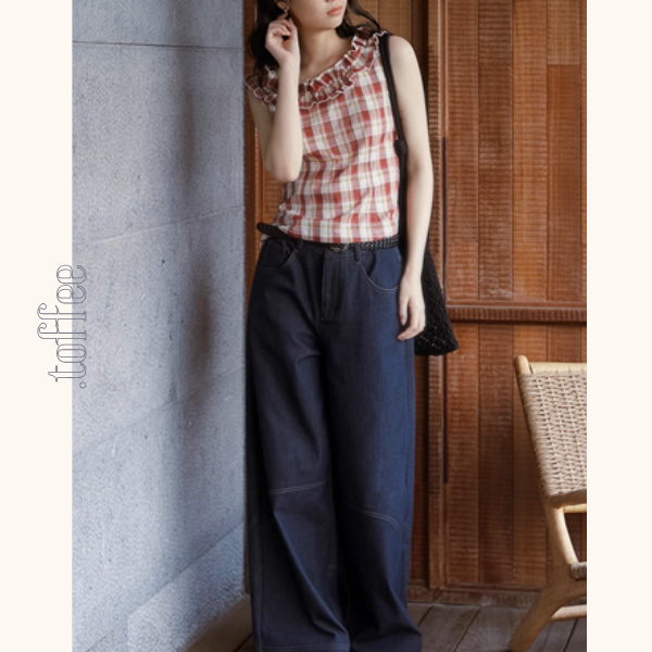 ウエーブラインワイドデニムパンツ《Z00903》