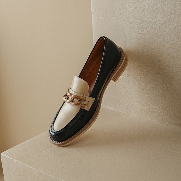 コントラストカラーアッパーチェーンローファー AU-121