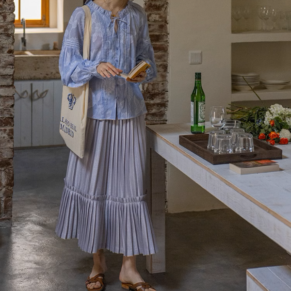 【2color】プリーツティアードフレアスカート《Z00864》