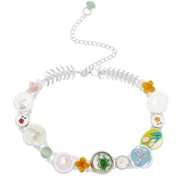 マルチカラーボタンネックレス Z00579