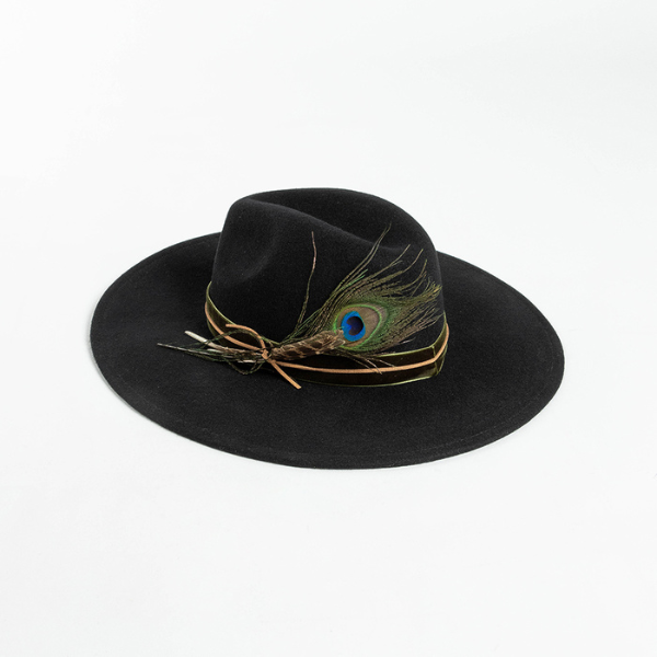 【2color】フェザー装飾ハイトップハット X-419