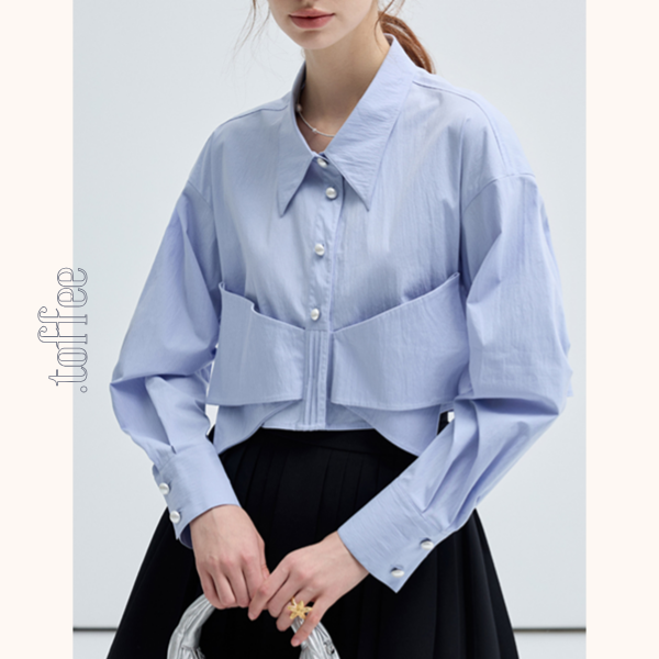ビッグリボンブルーシャツ Z00457