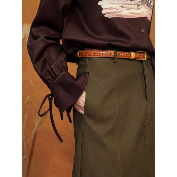 【2color】イレヘムスリットスカート w-026