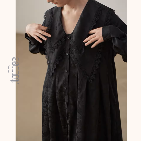 レイヤードドールカラーブラックジャガードワンピース《Z01000》