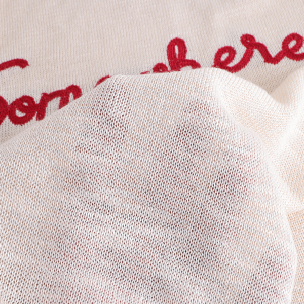 【7color】レター刺繍入りクルーネック半袖ニット Z00393