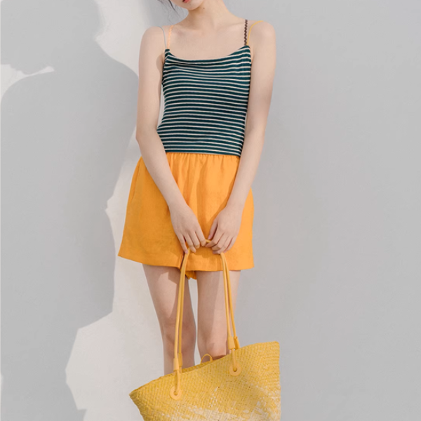 【2color】バッククロスストライプキャミソール《Z01070》