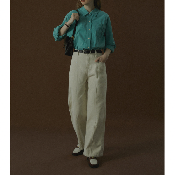 ハイウエストストレートデニムパンツ Z00043