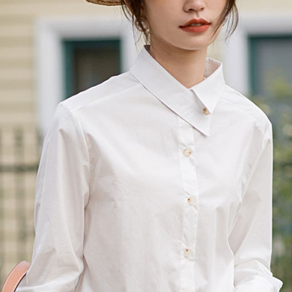 アシンメントリックカラーホワイトシャツ 《Z00809》