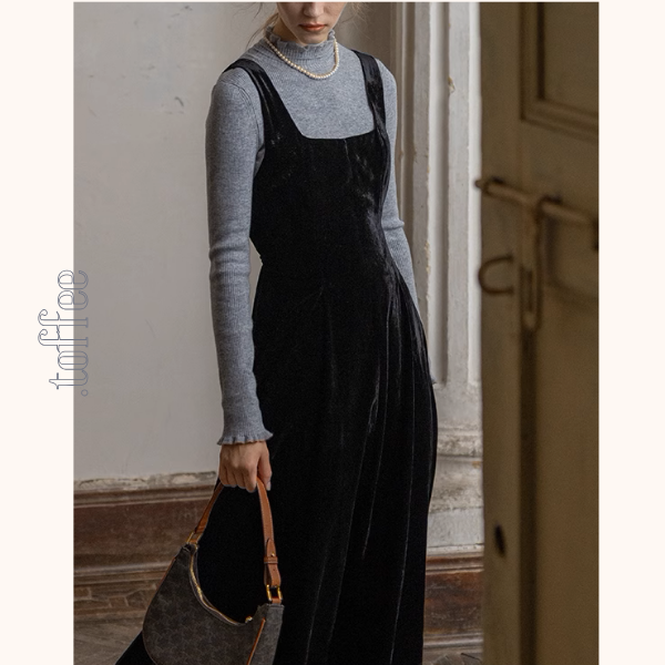 【2color】スクエアネックノースリーブロングワンピース《Z00853》